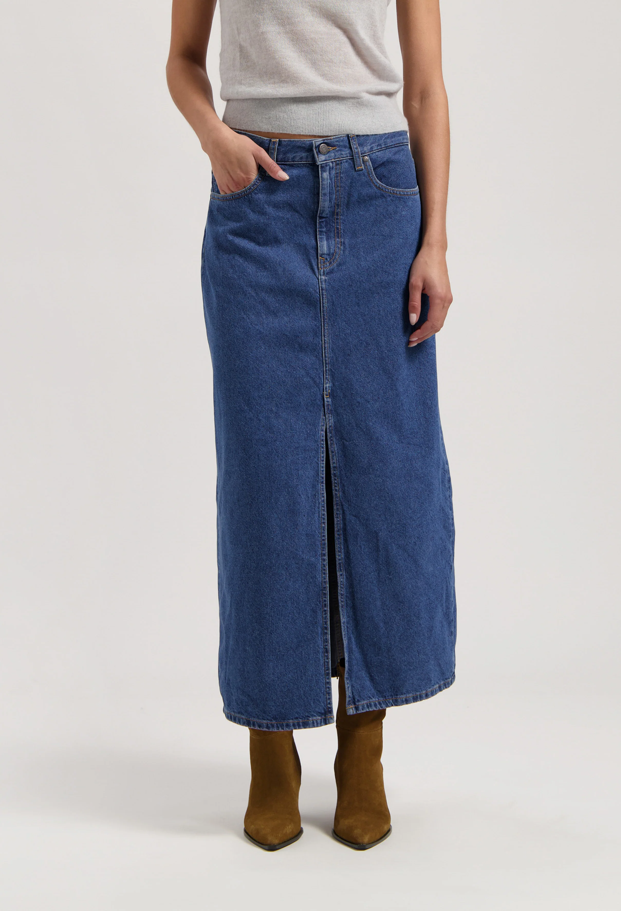 Lena Long Skirt - Medium Stone - Image 4